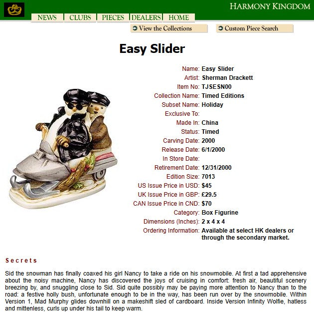 Harmony Kingdom Easy Slider Snowman Snowmobile Box Figurine TJSE SN00