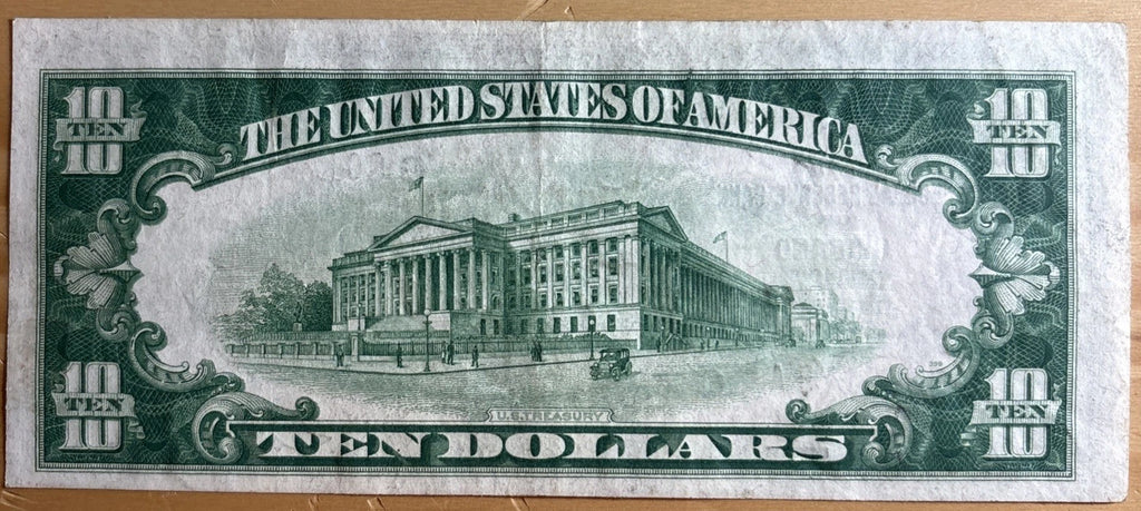 1929 $10 Federal Reserve Bank Note Chicago Illinois Brown Seal Currency