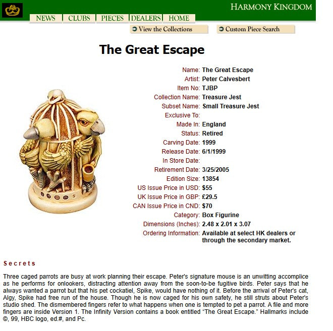 Harmony Kingdom The Great Escape Parrots Figurine TJBP