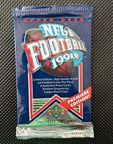 1991 Upper Deck Premiere Edition Football Unopened Foil Pack 12 Cards