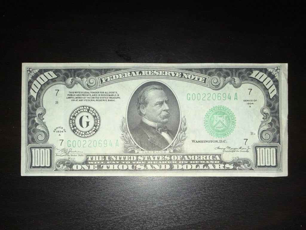 1934 $1000 Federal Reserve Note Chicago Bill