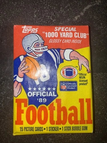 1989 Topps Football Unopened Wax Pack Sanders Rookie 15 Cards Sticker Gum