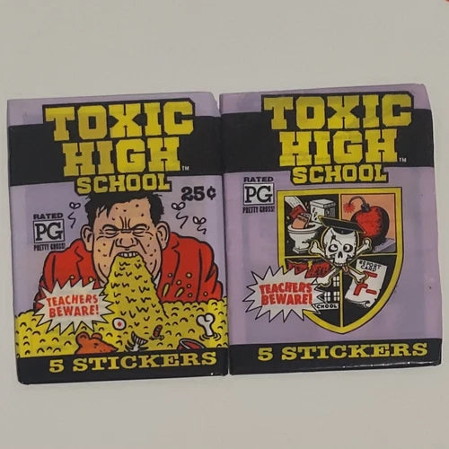 2 Pack Set - 1991 Topps Toxic High School Stickers 2 Pack Variation Set
