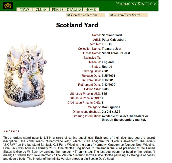 Harmony Kingdom Scotland Yard Terriers TJHO6