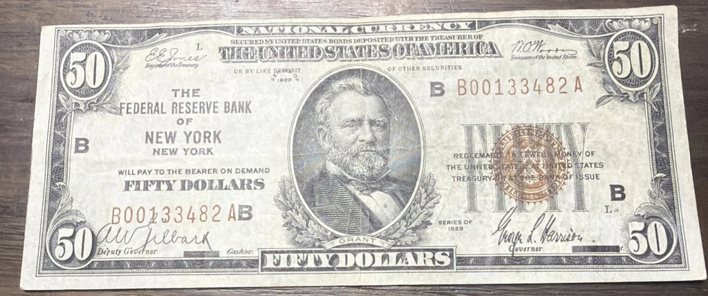 1929 $50 Federal Reserve Bank Note New York Brown Seal Fr. 1880-B