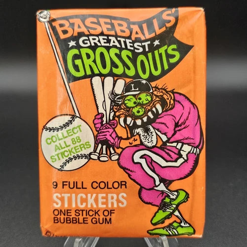1988 Leaf Baseballs Greatest Gross Outs Sealed Wax Pack Orange Wrapper
