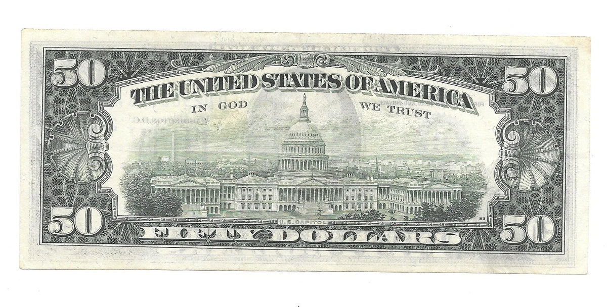 Series 1977 $50 Federal Reserve Note Front to Back Offset Transfer Error