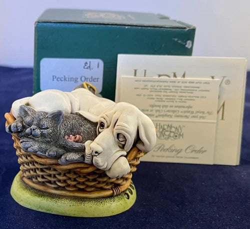 Harmony Kingdom Pecking Order Dog Cat Mouse Box Figurine