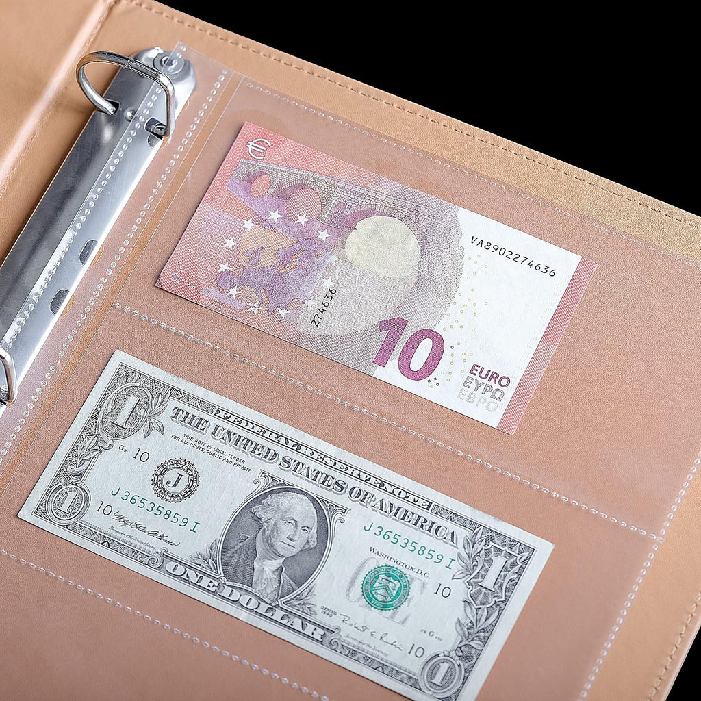 100 Pack 3-Pocket Currency Pages Paper Money Stamp Album Sheets