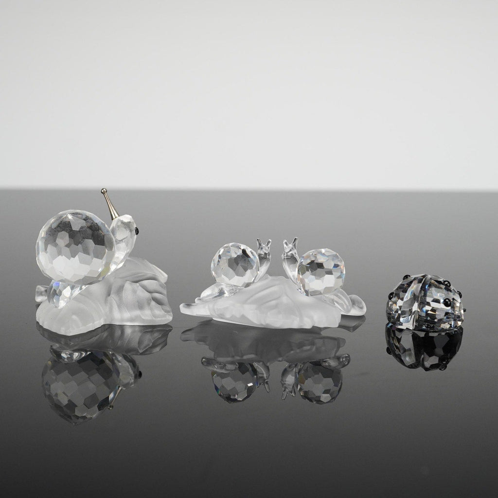 Swarovski Crystal Garden Insects Collection Snail on Vine Ladybug 2 Boxed