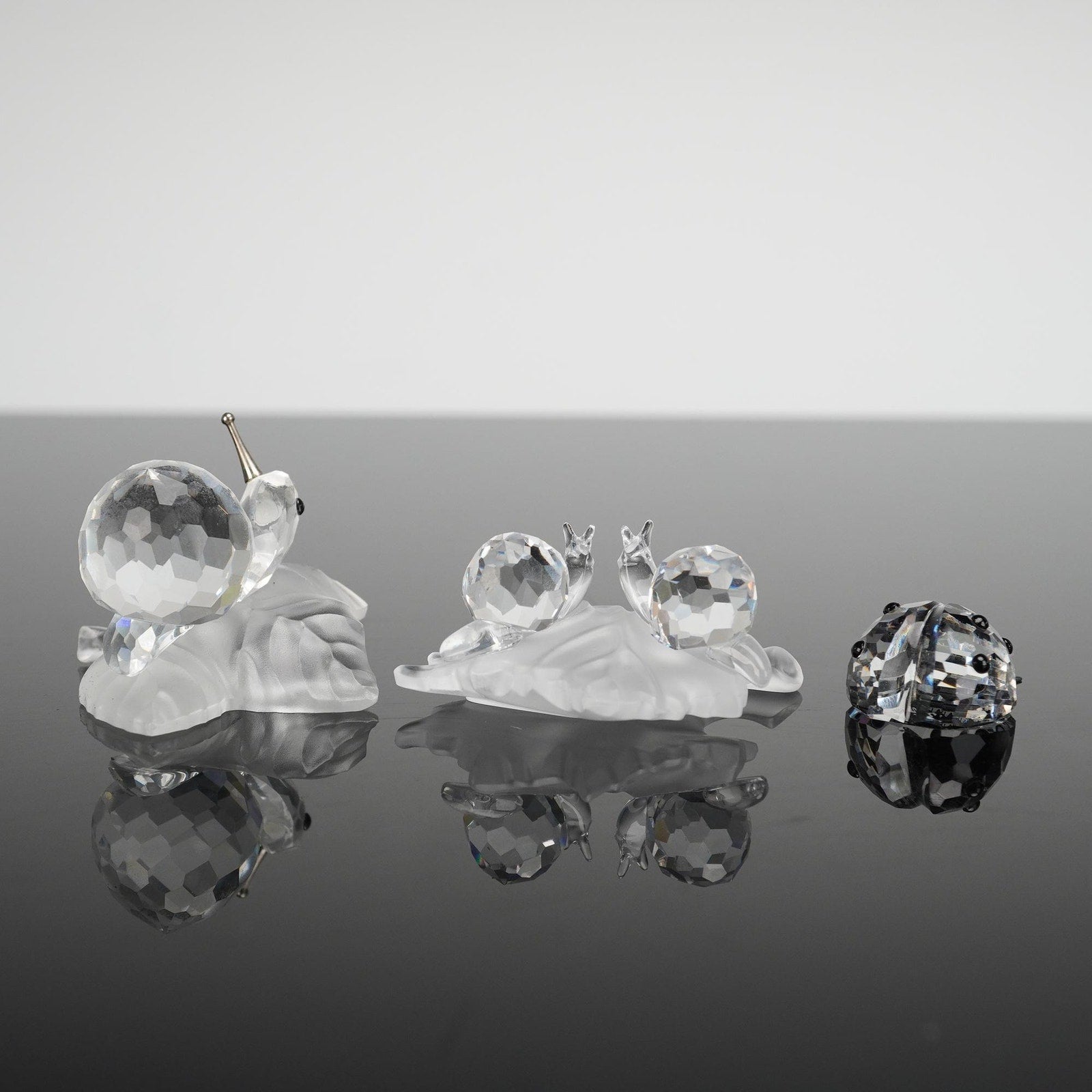 Swarovski Crystal Garden Insects Collection Snail on Vine Ladybug 2 Boxed