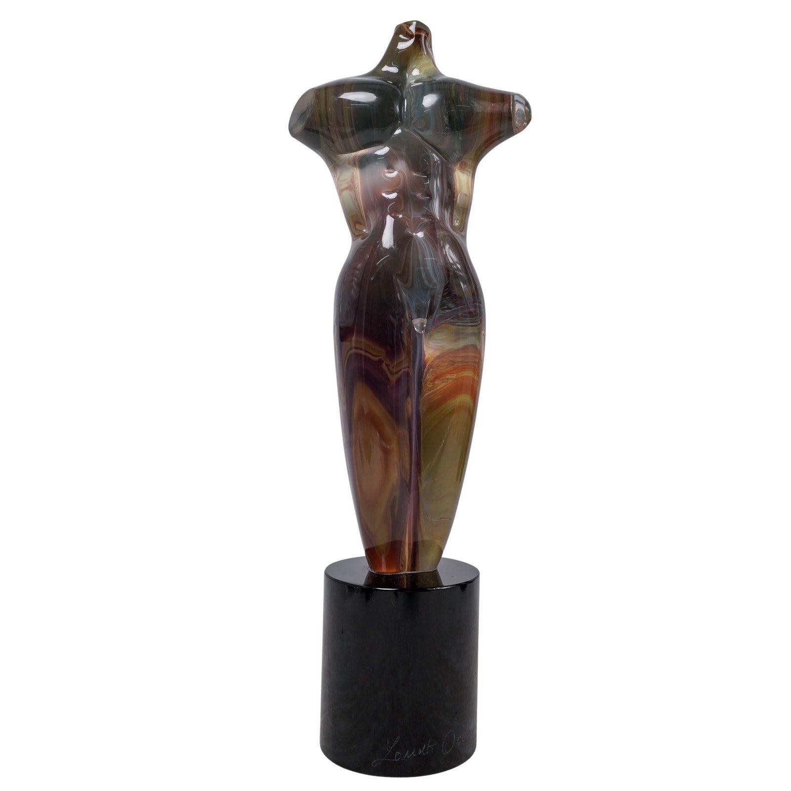 Signed Oscar Zanetti Murano Chalcedony Glass "Andros" Male Nude Sculpture Italy