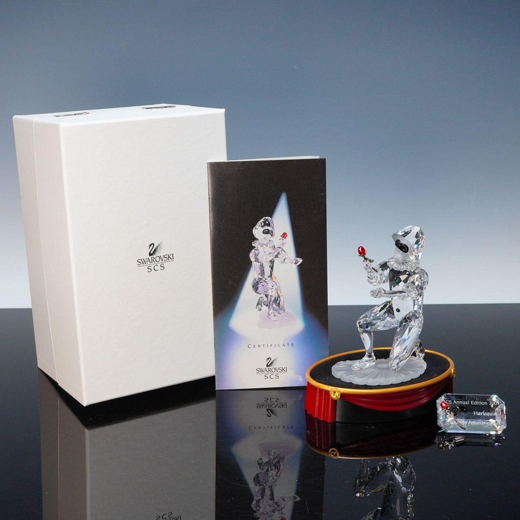 Swarovski SCS 2001 Harlequin Masquerade Trilogy Figurine Base Plaque Boxed Mint