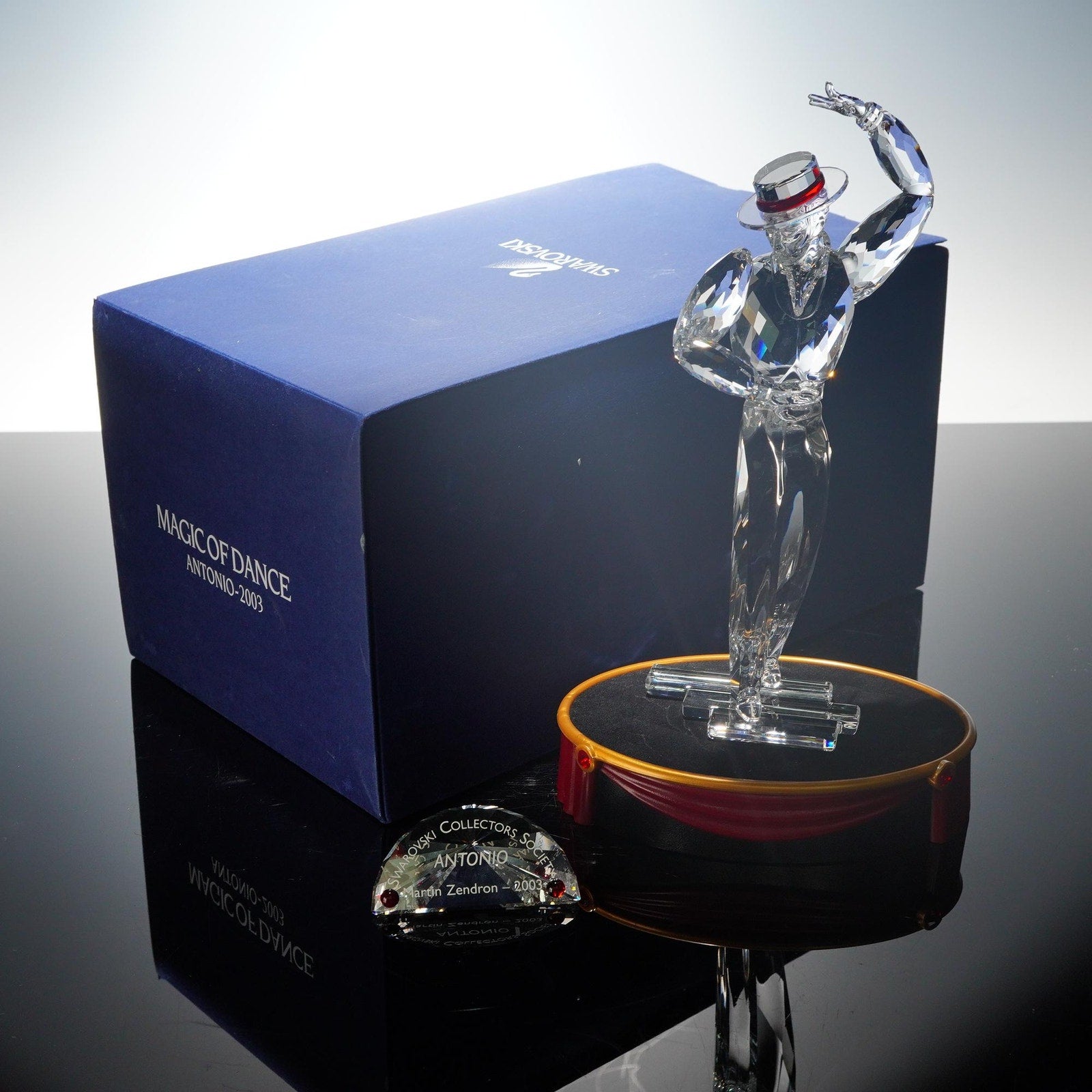 Swarovski SCS 2003 Antonio Dancer Masquerade Figurine Base Plaque Boxed Mint