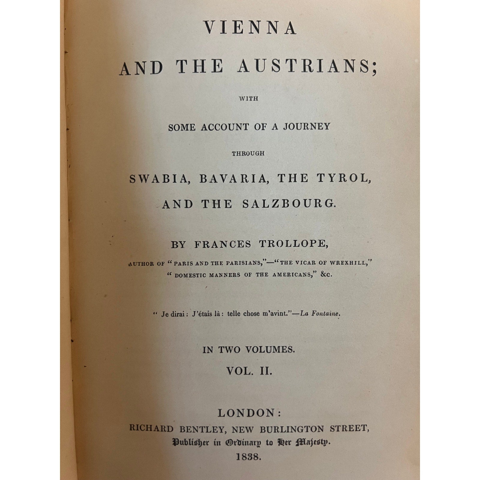 1838 Vienna Austrians Vol II Frances