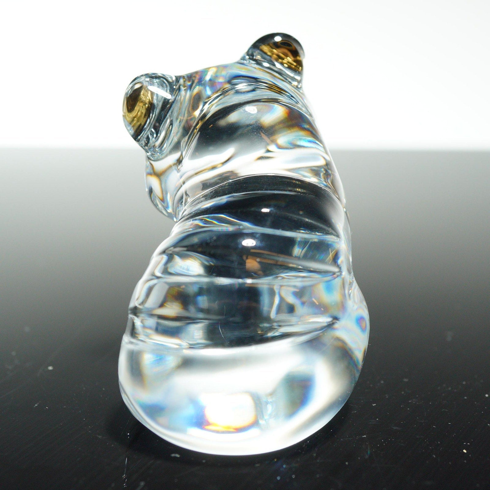 Baccarat Crystal Minimals Tiger Figurine Clear & Gold 2814560 France NO BOX