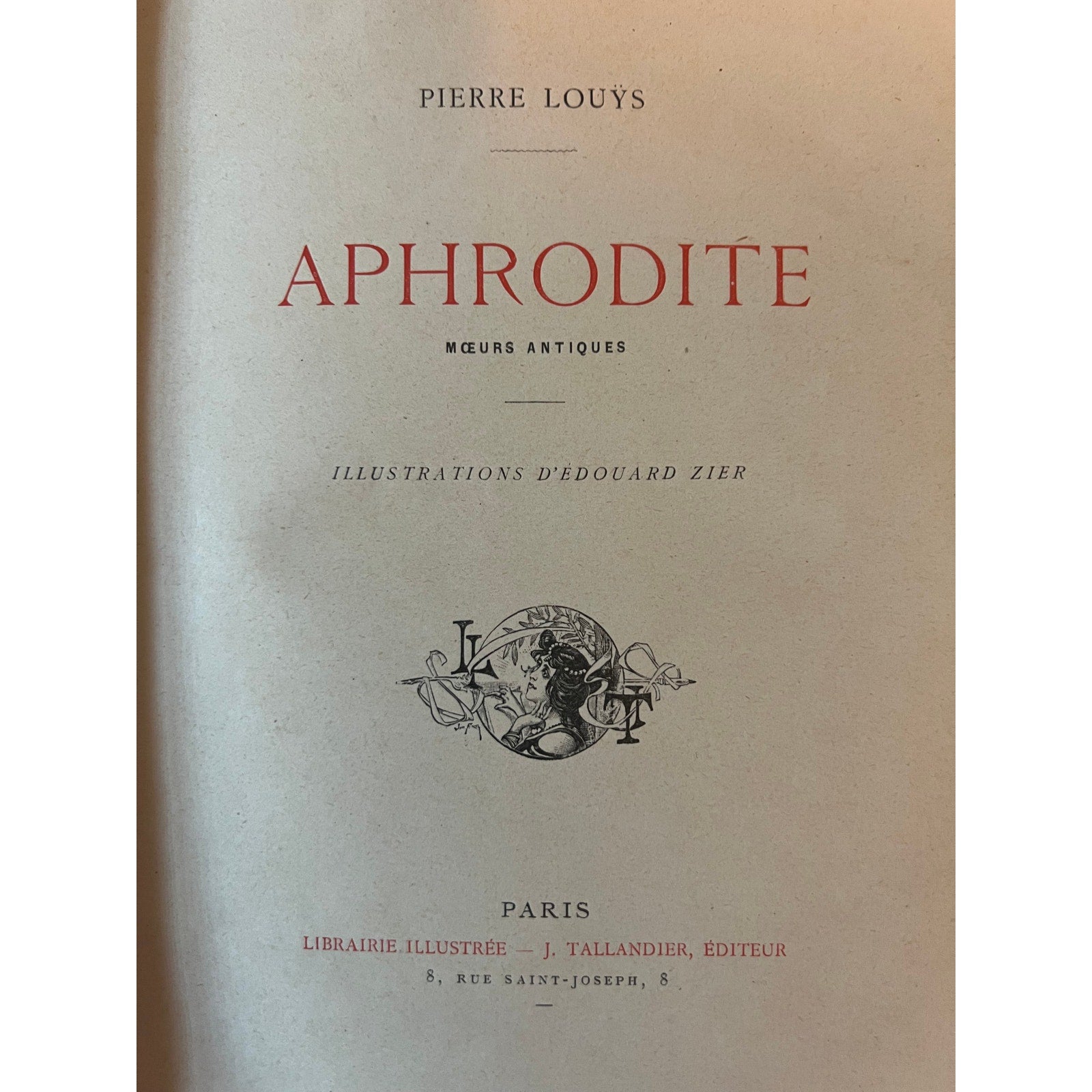 Antique Aphrodite Moeurs Antiques Pierre Louys - Signed Ed Zier Gilt Art
