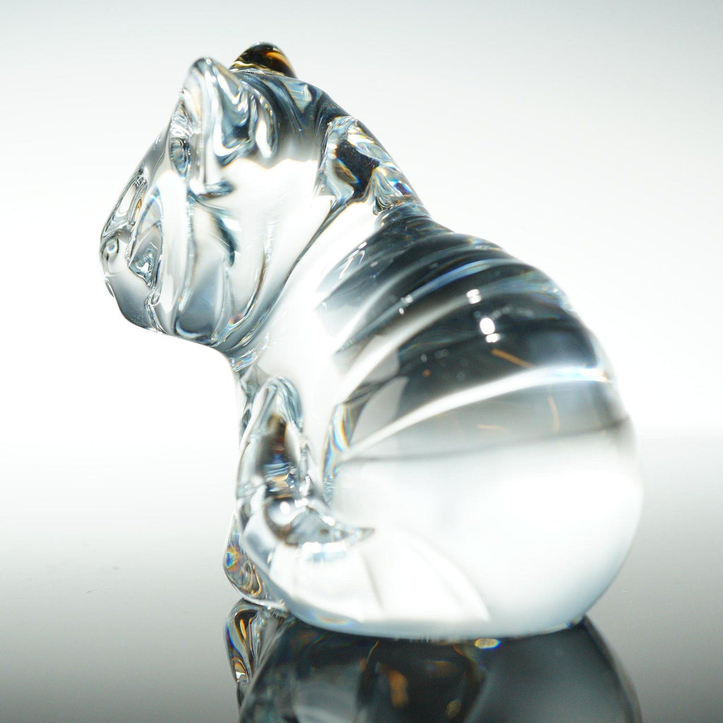 Baccarat Crystal Minimals Tiger Figurine Clear & Gold 2814560 France NO BOX
