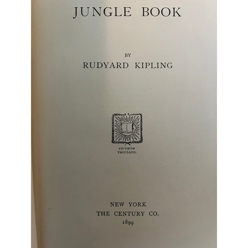 1899 The Jungle Book Rudyard Kipling - The Century Co / De Vinne Press - Antique