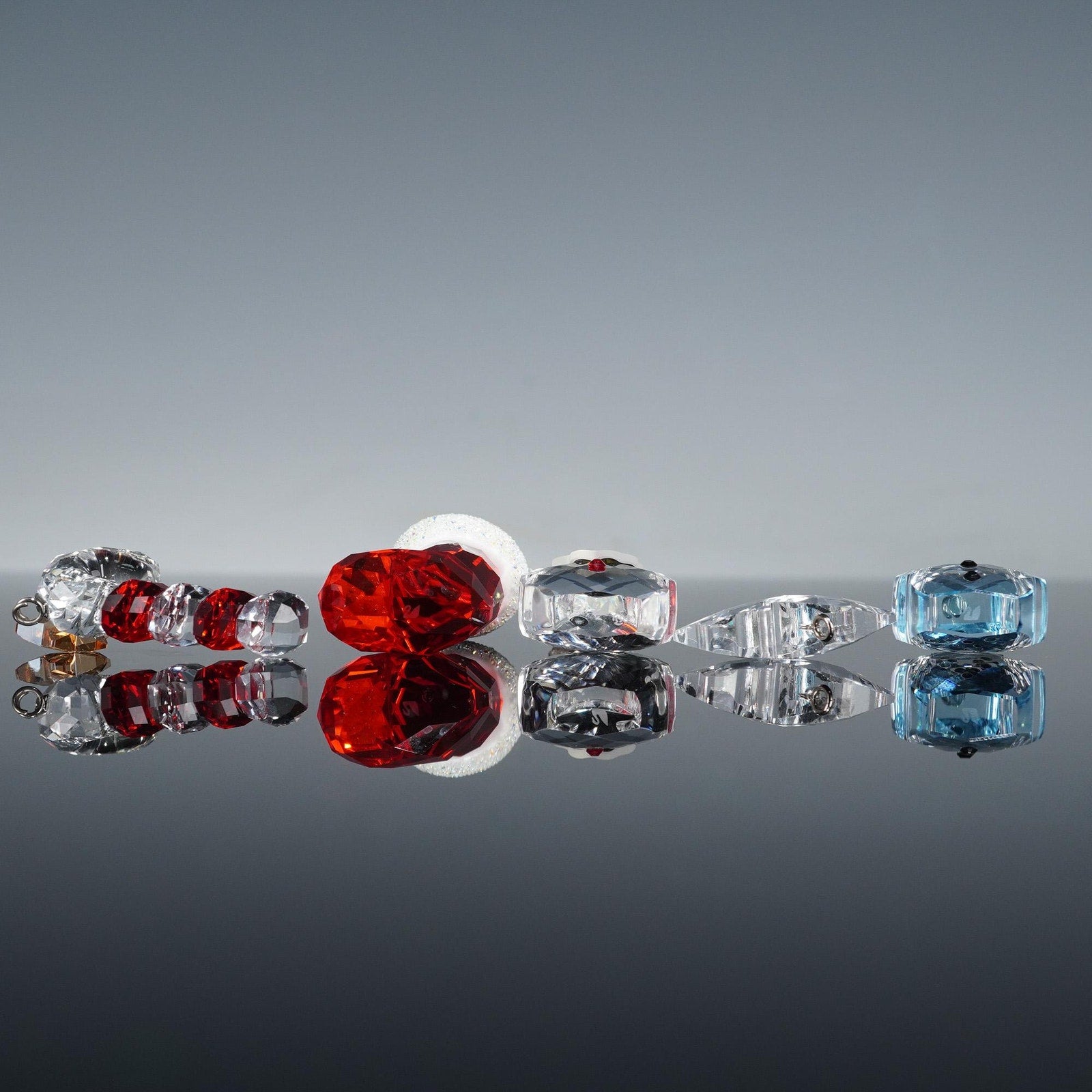 Swarovski Crystal Holiday Lot 5pc Santa Stocking Snowmen Shooting Star Candy Cane