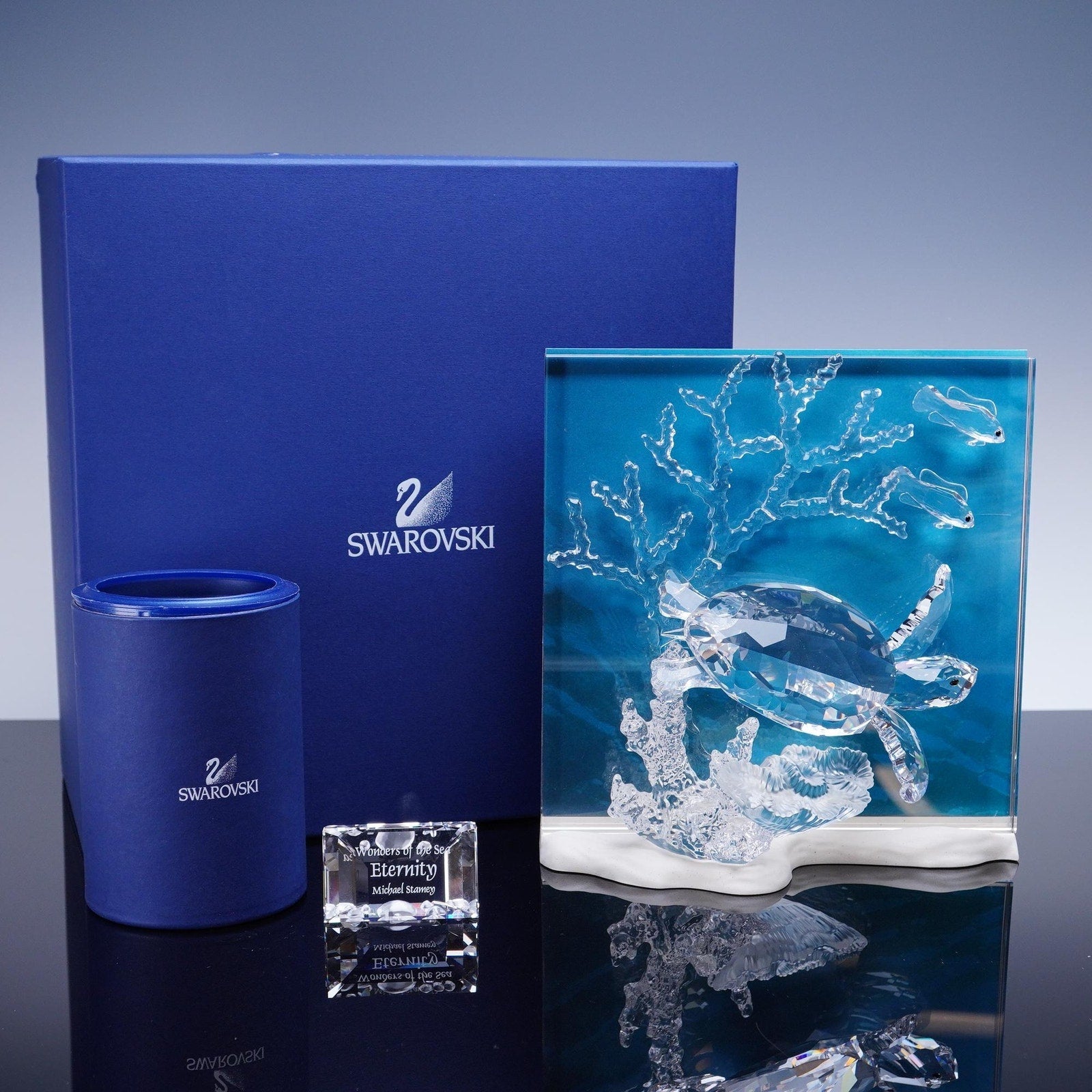 Swarovski SCS 2005 Eternity Wonders of the Sea Turtle Sculpture Plaque Boxed