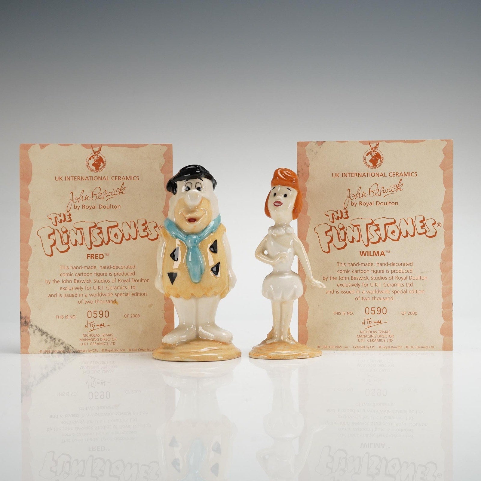 Complete 7pc Royal Doulton Beswick "The Flintstones" Limited Edition Set - #0590/2000
