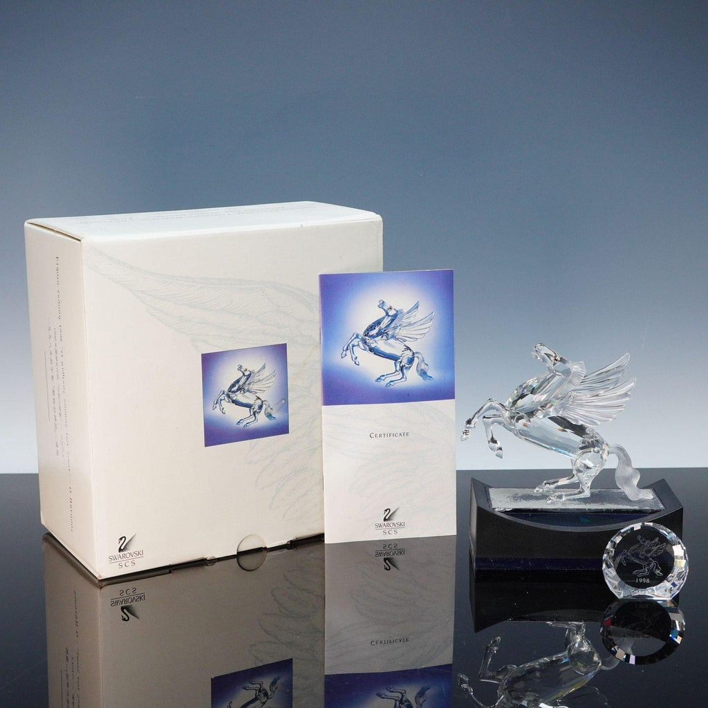 Swarovski SCS 1998 Pegasus Fabulous Creatures 5pc Set Figurine Base Plaque Box