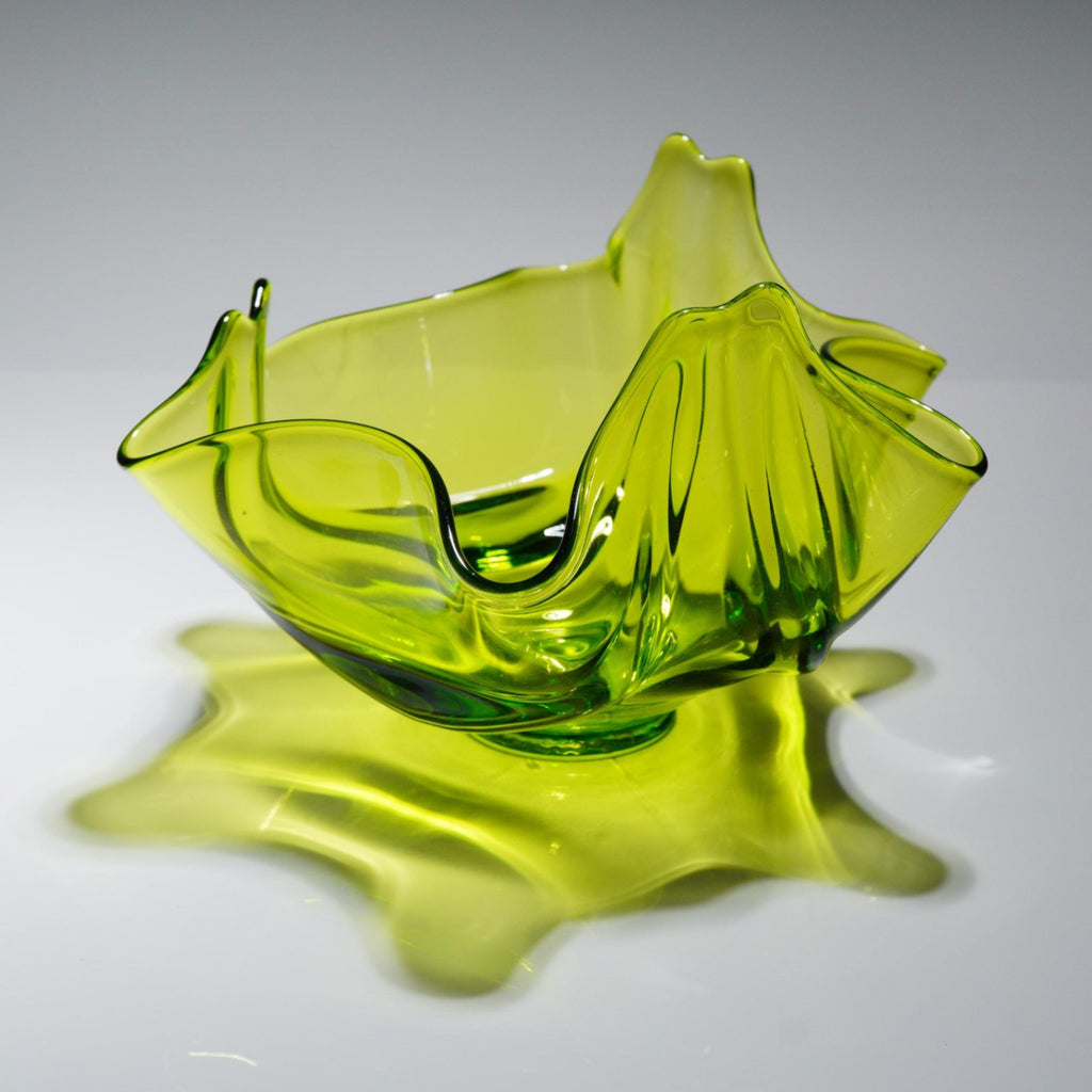 4pc Green Art Glass Vessel Set Mid-Century Style Sommerso Ewer Bowl Vase MCM