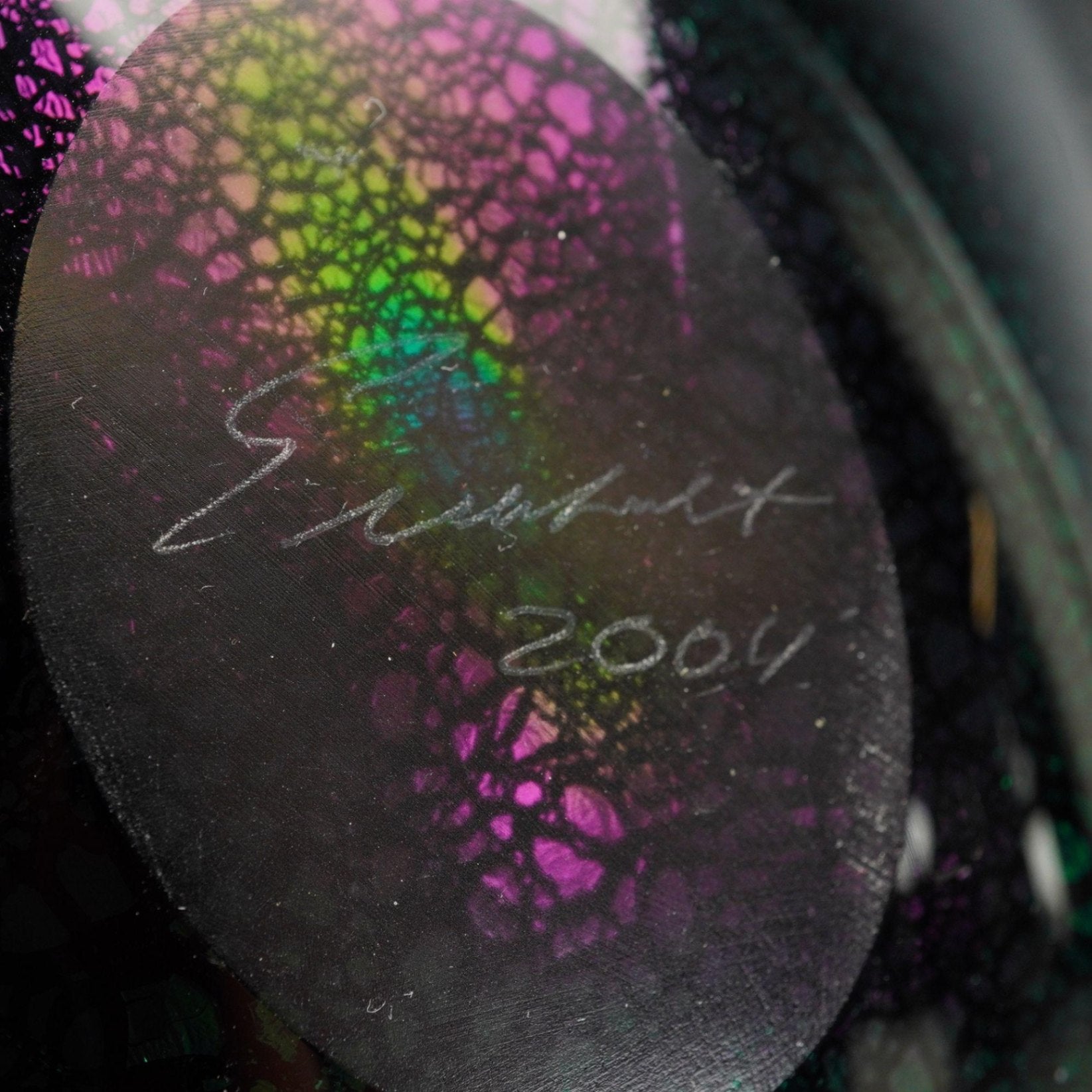 Robert Eickholt Dichroic Art Glass Bowl Signed Dated 2004 15.5" Purple Iridescent