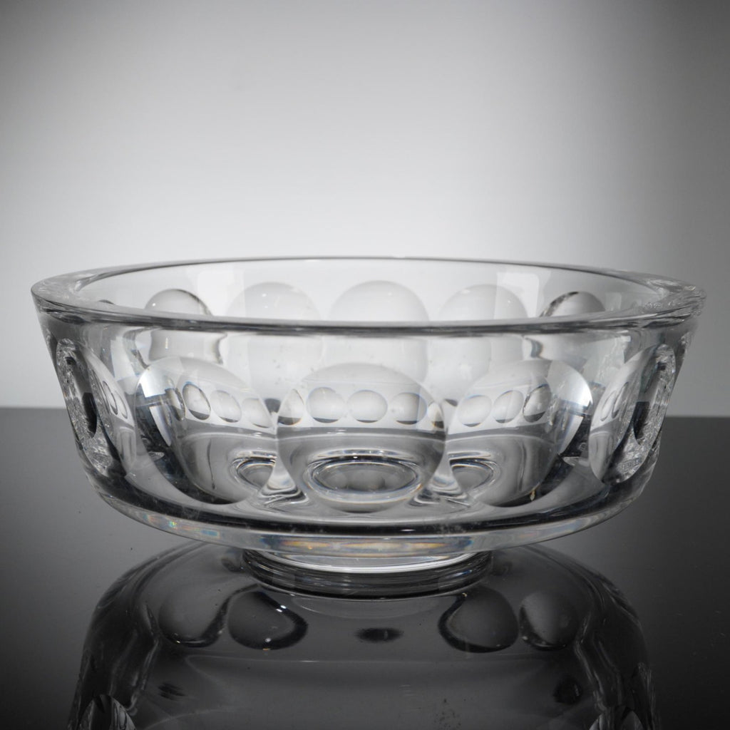Orrefors Sweden Crystal Bowl Modernist P192-31 Mid Century Scandi Art Glass 8"