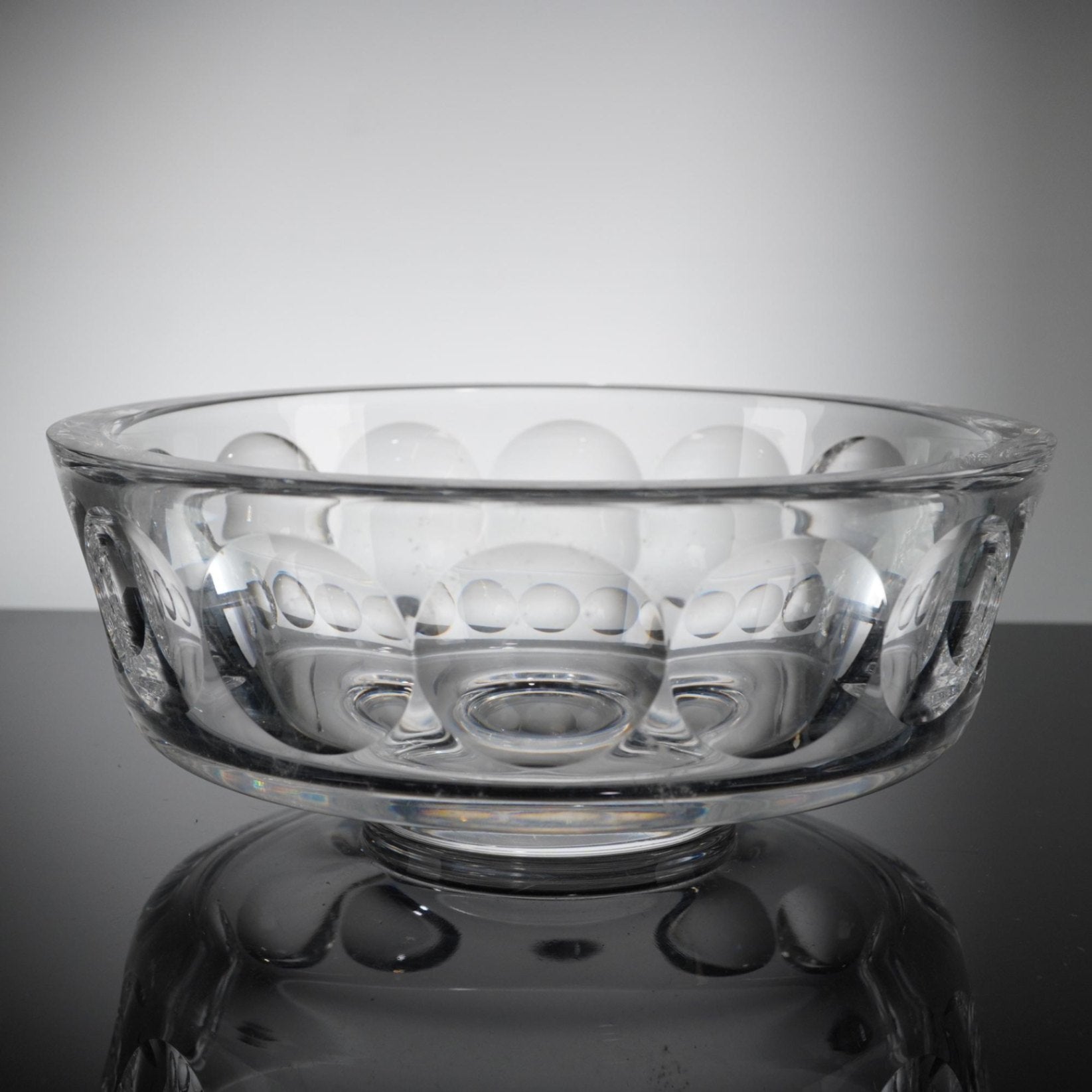 Orrefors Sweden Crystal Bowl Modernist P192-31 Mid Century Scandi Art Glass 8"