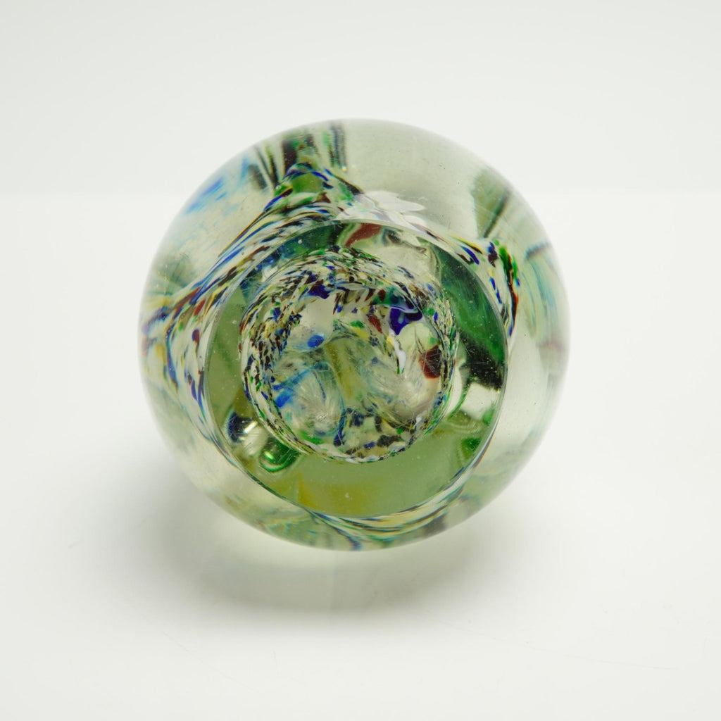 Art Glass 10" Twist Vase Polychrome Cane Swirls Elongated Teardrop Murano Style