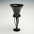 Makora Krosno Black Glass Vase Art Nouveau Style 13" Tall Polish Hand Made