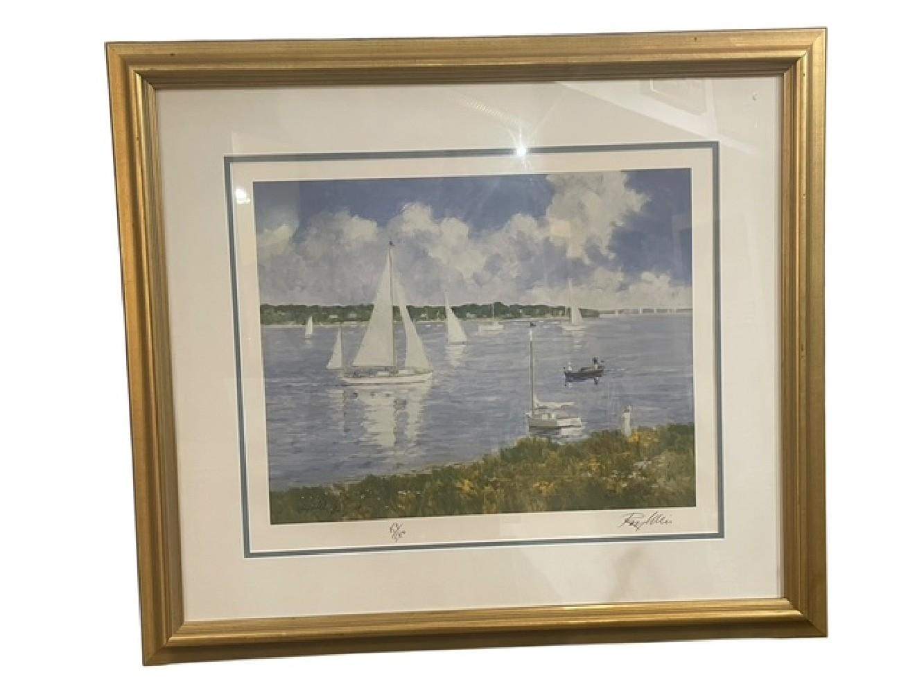Peggy Ellis Signed Limited Edition Print Sailing at Sunset 159/500 Coastal Art