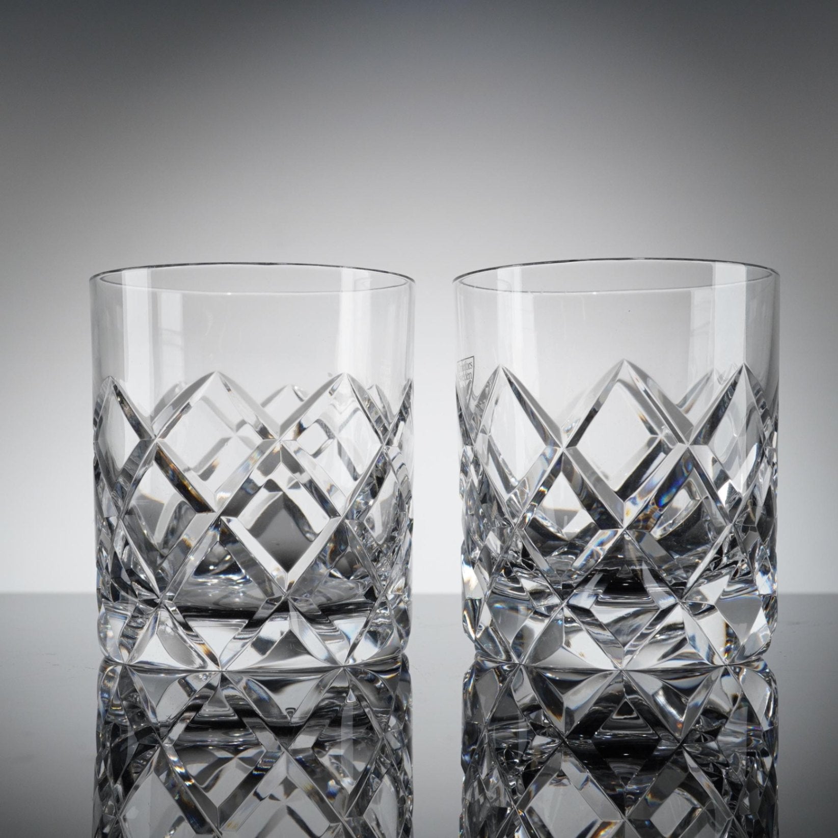 Orrefors Sofiero Crystal Decanter Set - 3pc Gunnar Cyren Diamond Cut Signed