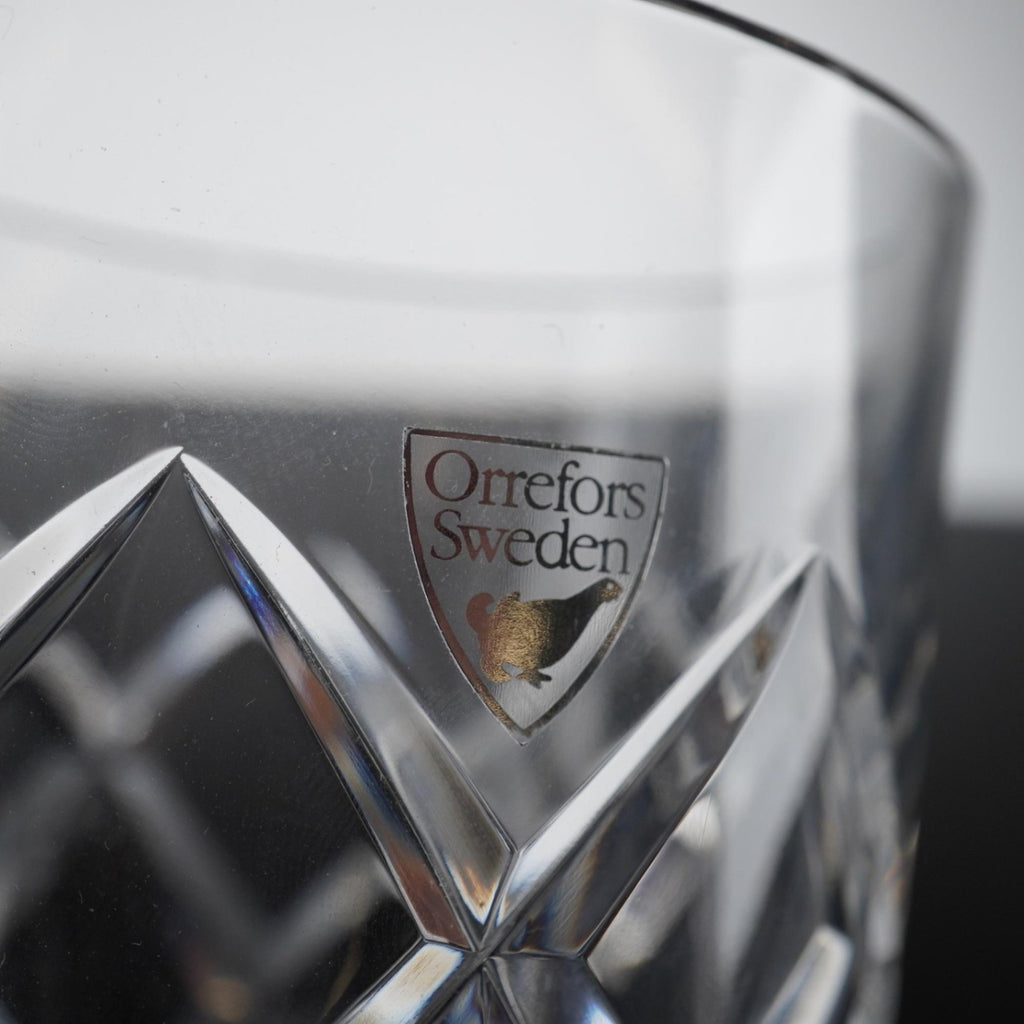 Orrefors Sofiero Crystal Decanter Set - 3pc Gunnar Cyren Diamond Cut Signed
