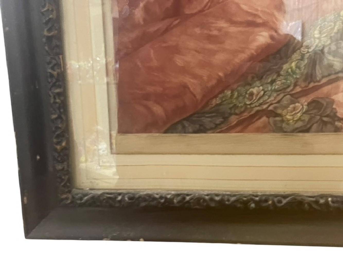 Charles Bird Signed Color Etching Madame de Pompadour after Boucher Early 1900s