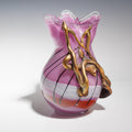 Misu Coman Hand Blown Glass Vase 10" Applied Bronze Sculpture Signed Art Studio