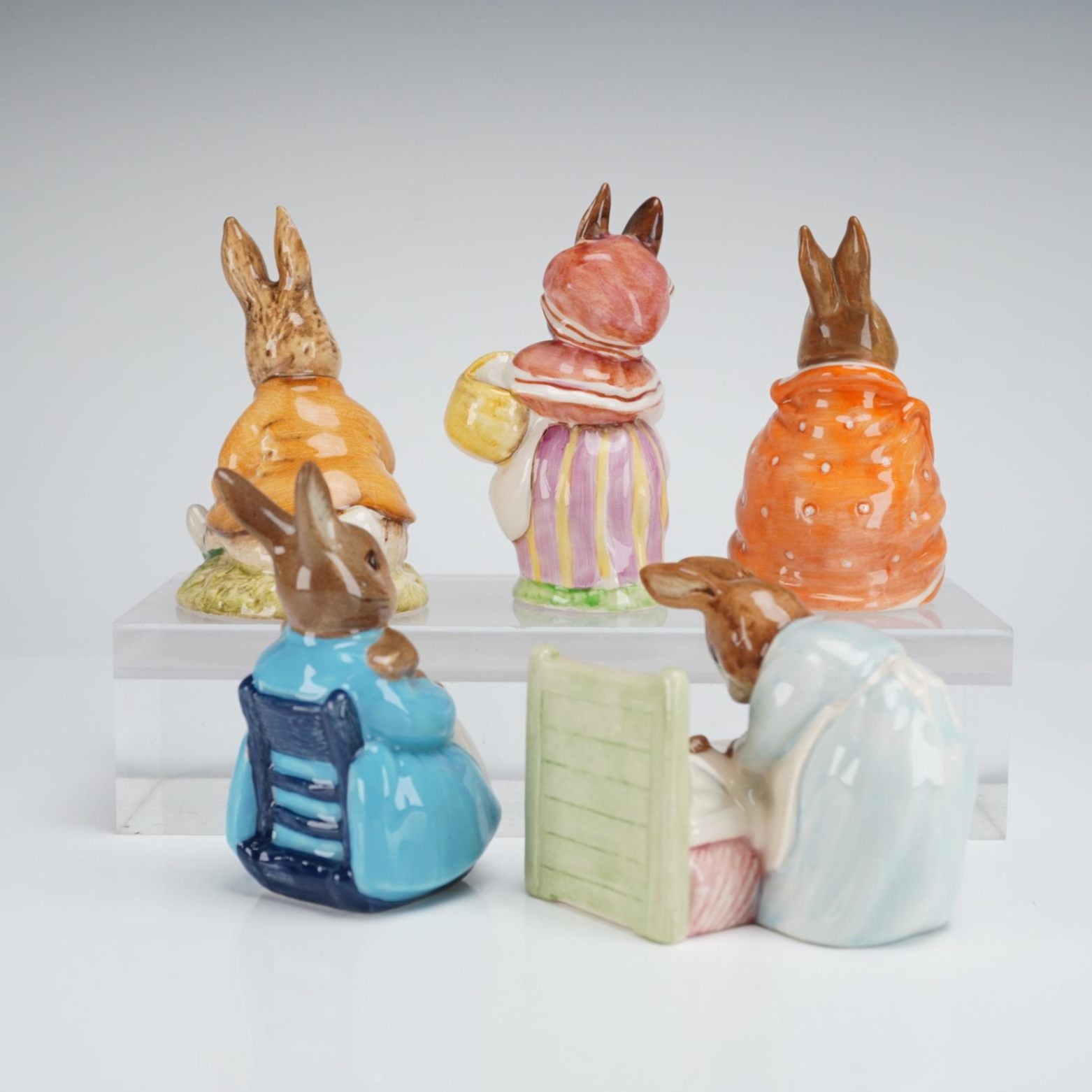 5pc Beatrix Potter Figurine Lot 2 Signed Michael Doulton Peter in Bed Beswick
