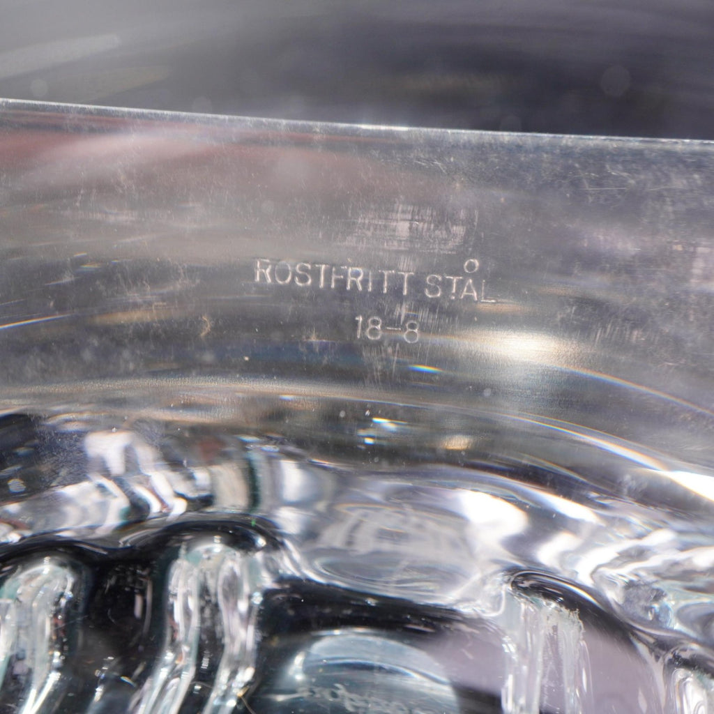 Orrefors Erik Crystal Ice Bucket Set Tongs & Drainer Olle Alberius Sweden Signed