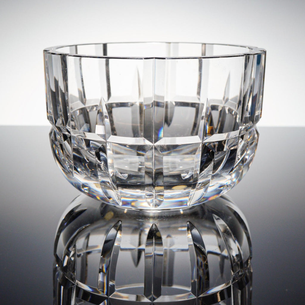 Kosta Boda Revolution Cut Crystal Bowl 58906 Swedish Glass Diamond Wedge 6.5"