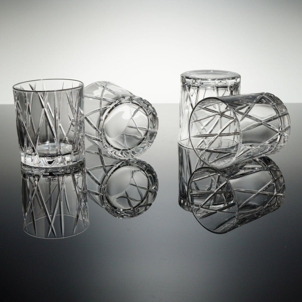 Set of 4 Orrefors City Double Old Fashioned Crystal Glasses Martti Rytkonen