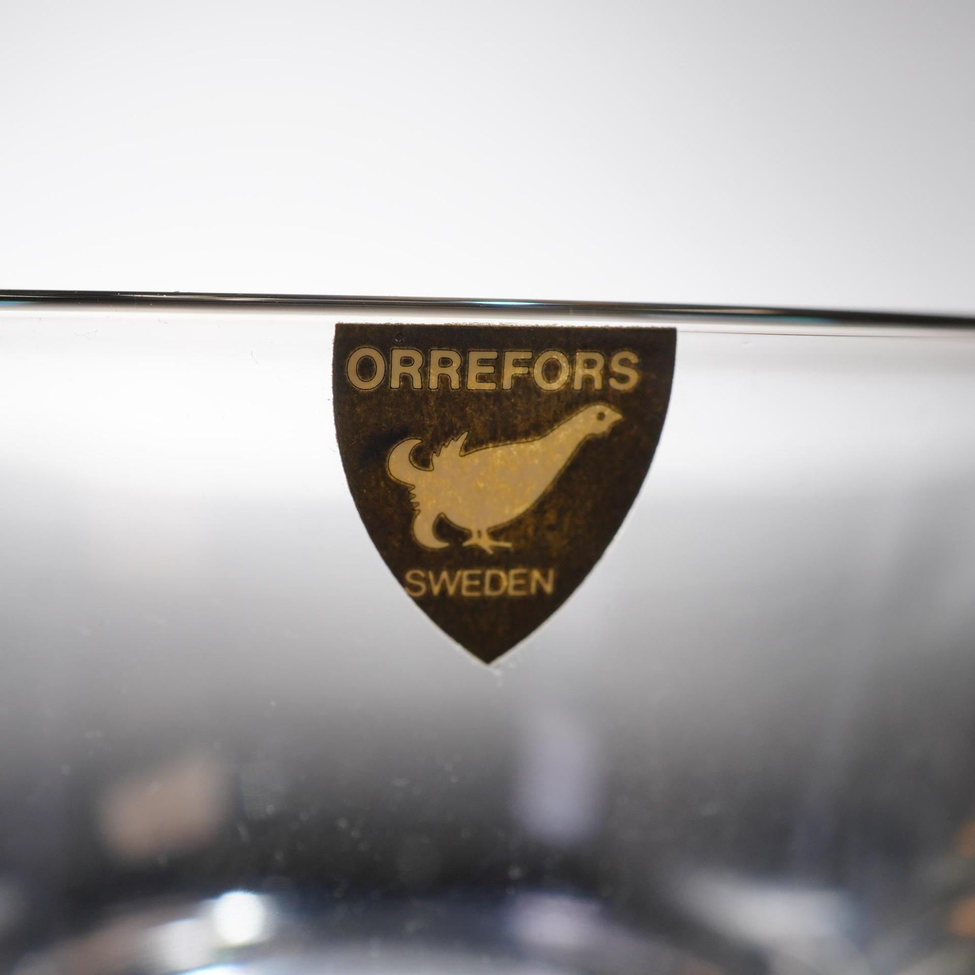 Pair Orrefors Sweden Crystal Double Old Fashioned Glasses Whiskey Tumblers Label
