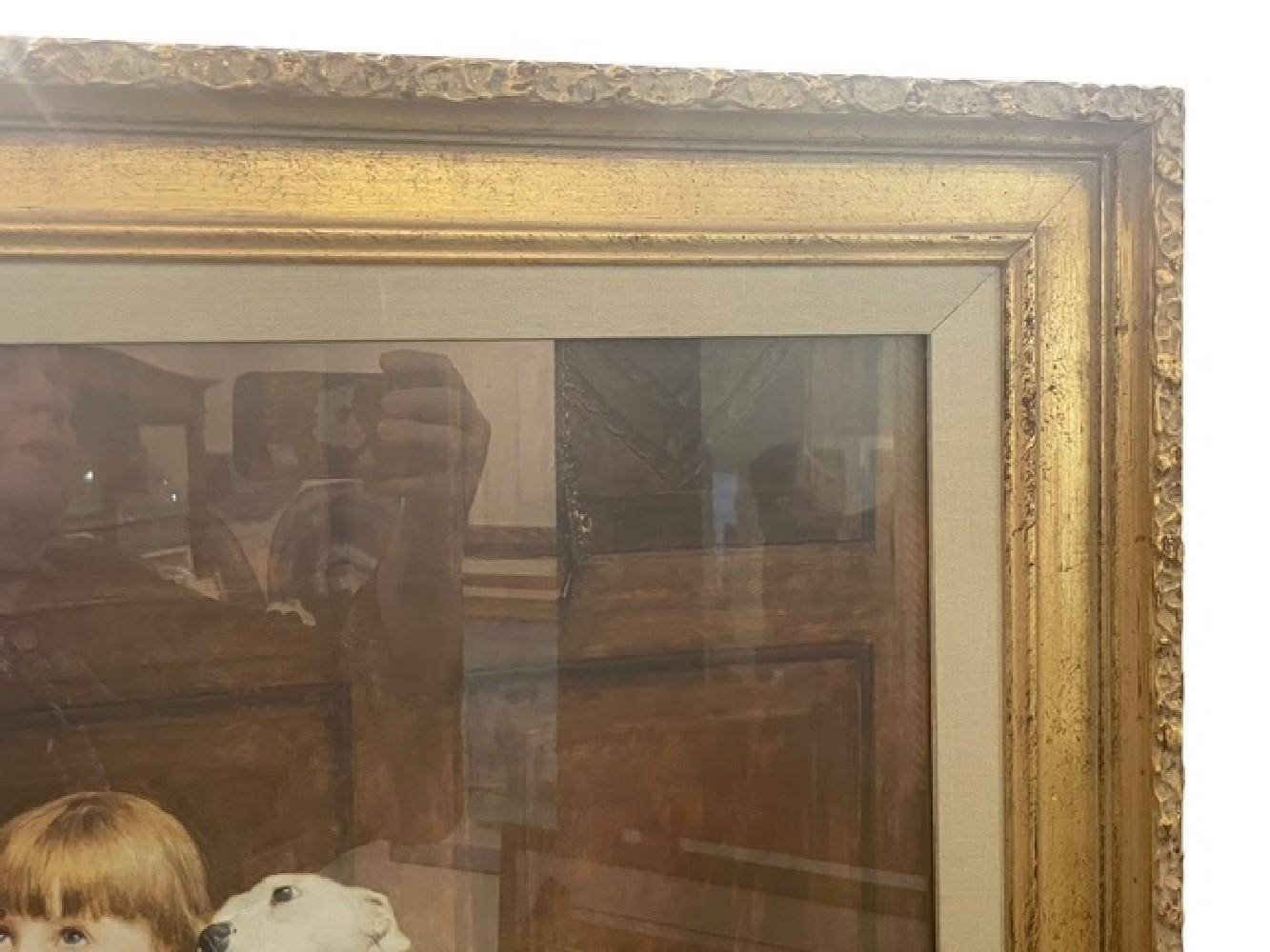 Briton Riviere Sympathy Framed Print Girl & Dog Victorian Gold Gilt Frame 26x31