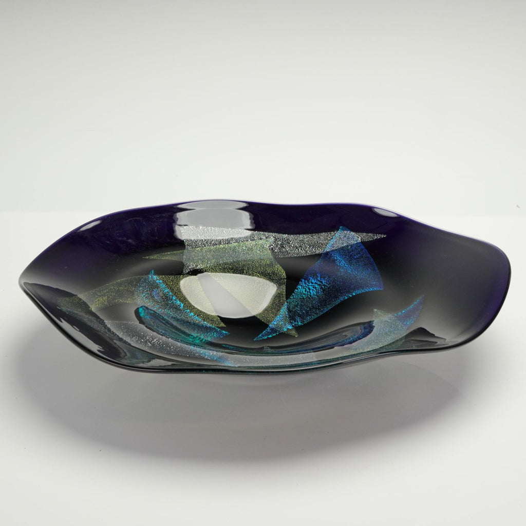 Robert Eickholt Dichroic Art Glass Bowl Signed Dated 2004 15.5" Purple Iridescent