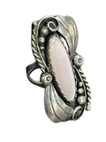 Vintage Navajo Pink Mother of Pearl Ring Sterling Silver Artisan Sz 4 Native Am