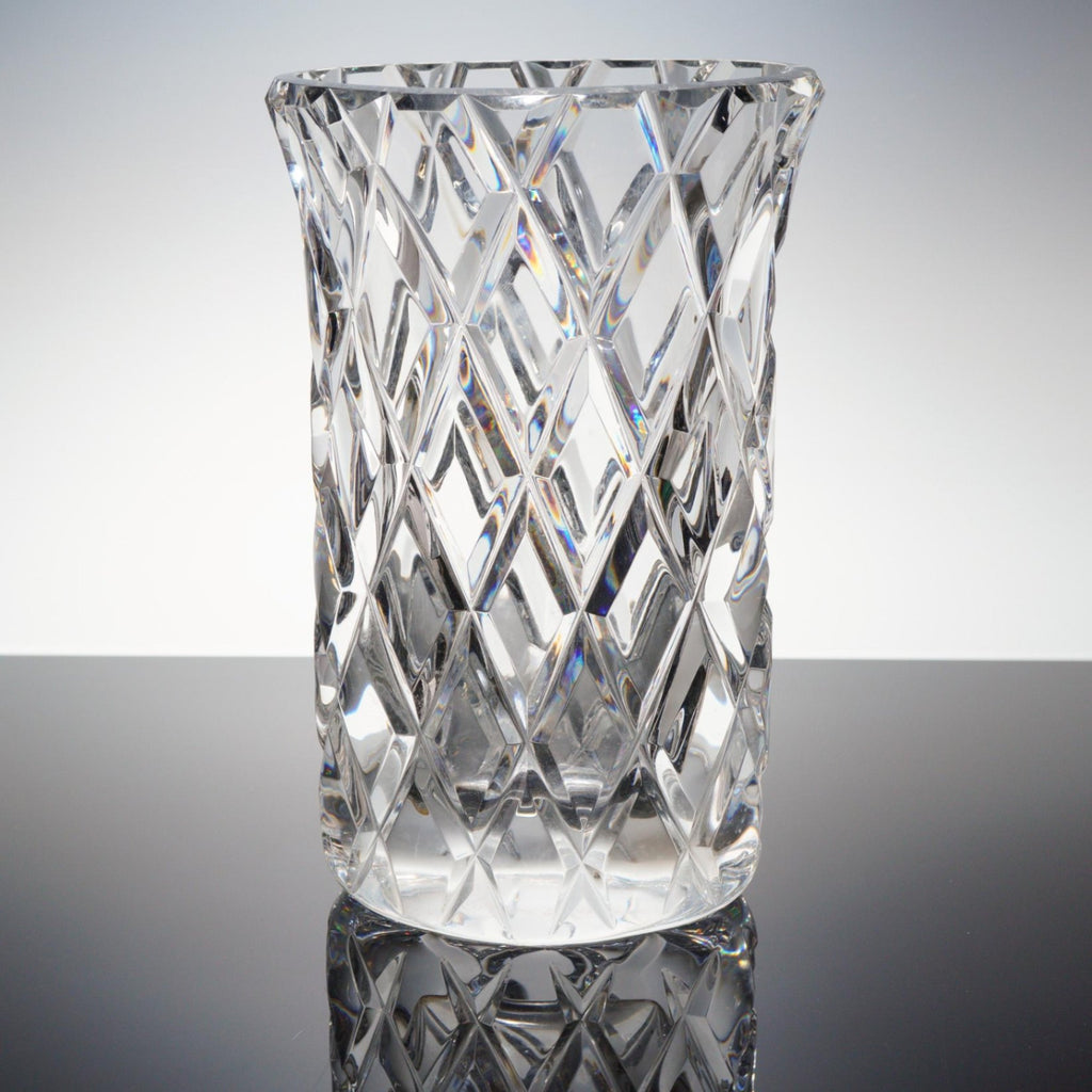 Orrefors Sofiero Crystal Cylinder Vase 9.5" Gunnar Cyren Sweden Unsigned Large