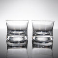 Pair Orrefors Sweden Crystal Double Old Fashioned Whiskey Glasses Minimalist DOF