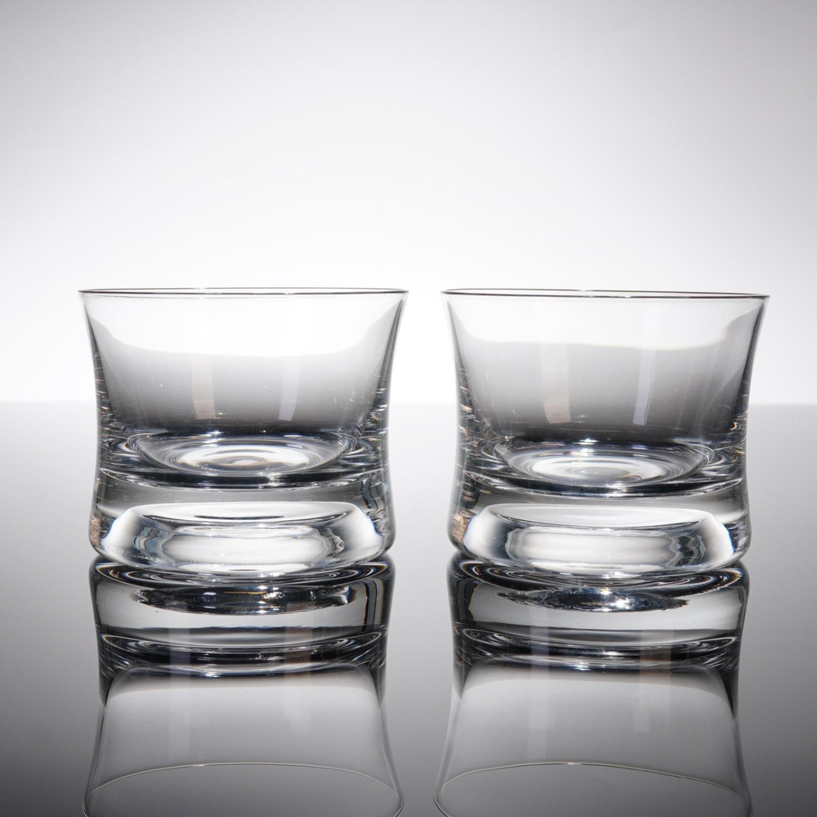 Pair Orrefors Sweden Crystal Double Old Fashioned Whiskey Glasses Minimalist DOF