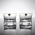 Pair Orrefors Sweden Crystal Double Old Fashioned Glasses Whiskey Tumblers Label